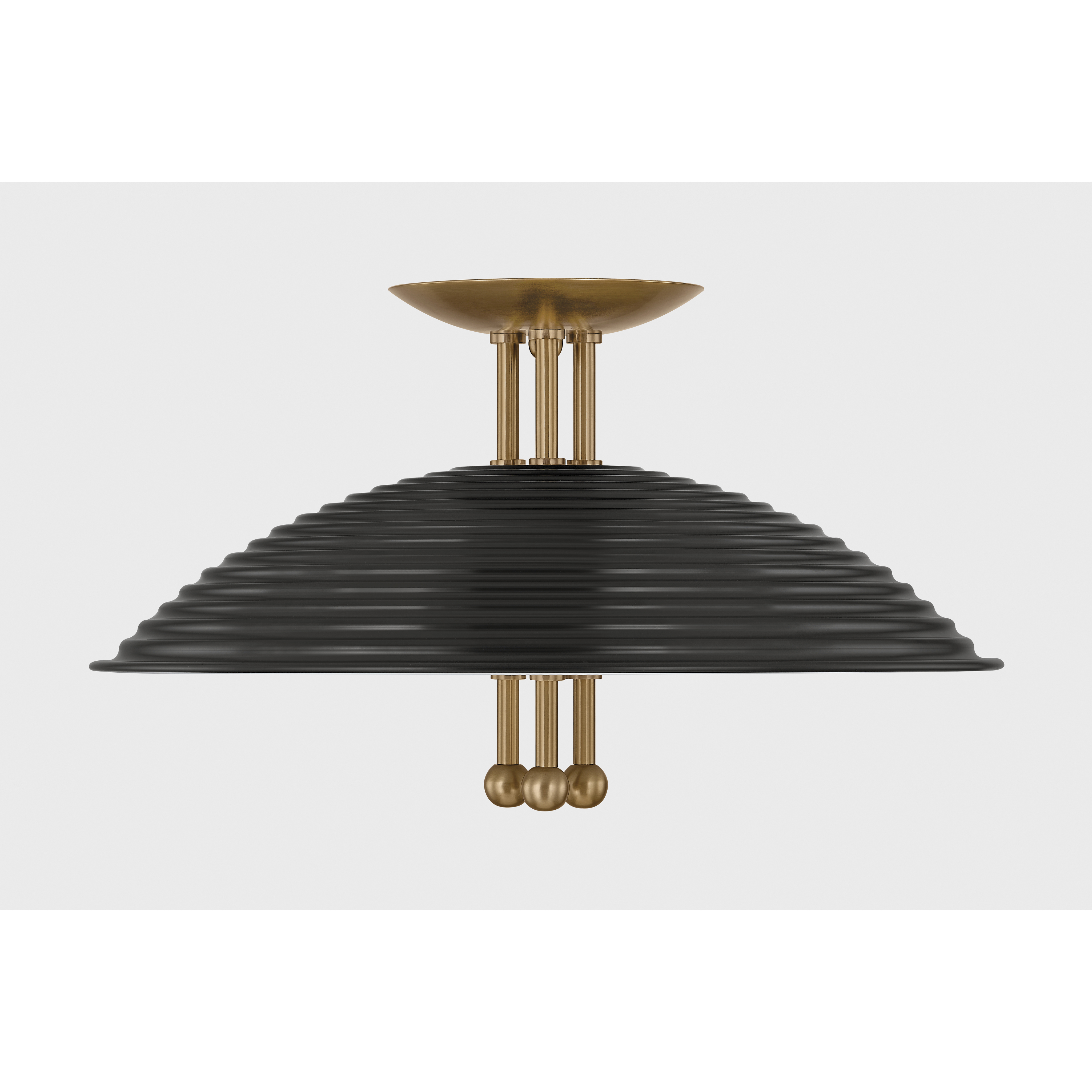 Larkin 3 Light 16 inch Patina Brass and Soft Black Semi Flush Ceiling Light